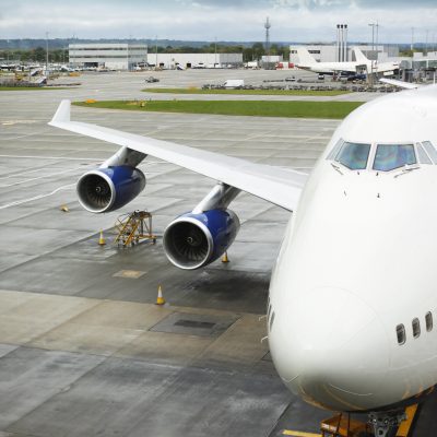 Loading platform of air freight to the aircraft. London Heathrow Airport